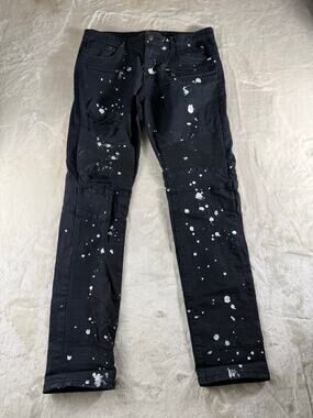 Crysp Denim Jeans Men's Size 34 Black Paint Splatter Distressed